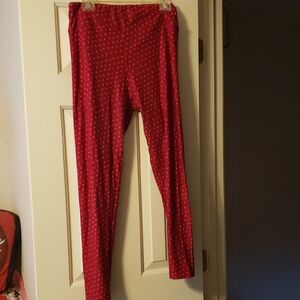 Lularoe Tall & Curvy Red Valentine's Day Heart Leggings